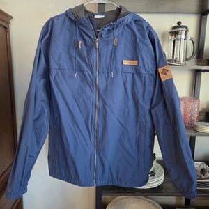 Cool Columbia Men's Bright Blue Hooded Light Jacket Large Windbreaker